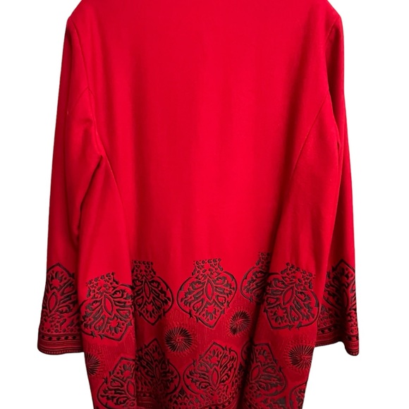 Nygard Collection - Long Coat - Red with Black Trim. Size 16 EUC warn 1 time - Picture 7 of 9